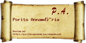 Porits Annamária névjegykártya