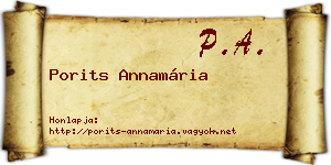 Porits Annamária névjegykártya